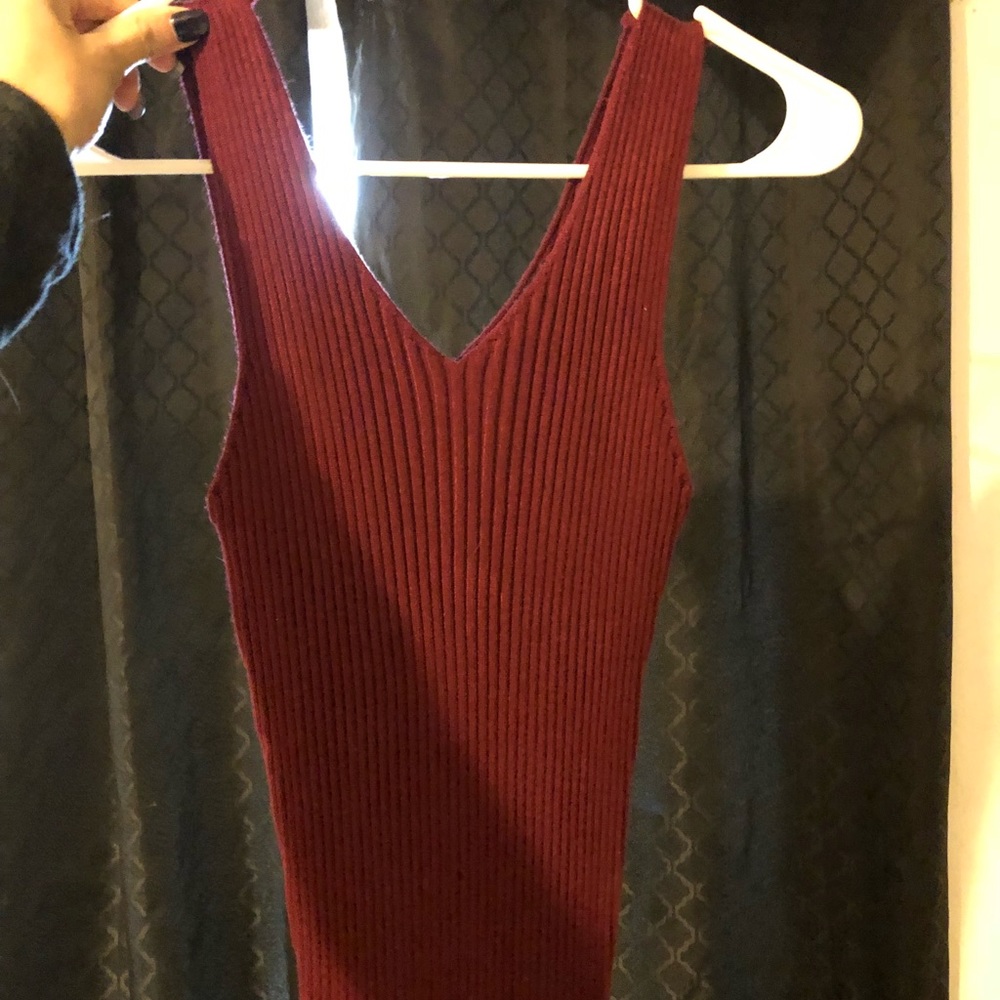 Red Ribbed Skin Tight Dress 🤩
